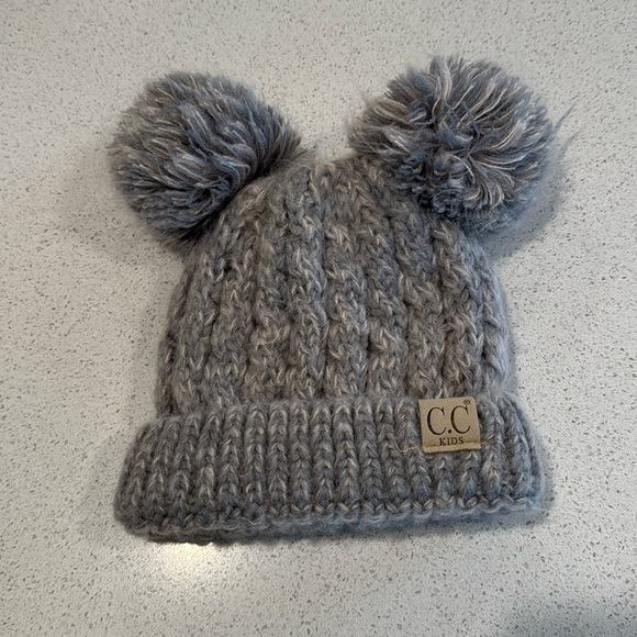 C.C. Kids Gray Pom-Pom Hat - Picture 1 of 6